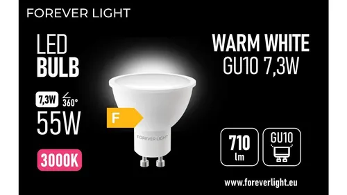 Żarówka LED GU10 7.3W 710lm 3000K klasa F Forever Light TELFORCEON 5907504519258