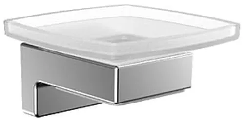 EMCO Cue Seifenschale, eleganter Seifenhalter aus Metall und Kristallglas - Seifenschalen: Zeitloses Design in Chrom, verhindert Seifenflecken und bietet praktischen Platz neben dem Waschbecken. Einfache Montage durch Schrauben oder Kleben.