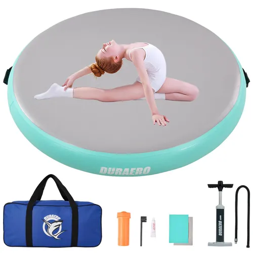 Tumbling Matten Air Matten Track aufblasbar – Gymnastikmatte für Zuhause und Turnhalle, Grün, Ø 70x10 cm