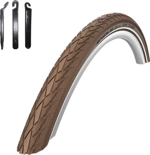 Schwalbe Road Cruiser Coffee Reflex Fahrradreifen Decke 42-622 (28 x 1.60) inkl. 3 Reifenheber 1 x