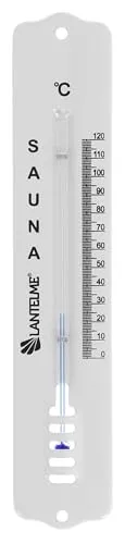 Lantelme Holz oder Saunathermometer 38cm Temperatur bis 120°C | Analog Saunatemperatur Messgerät | Massives Thermometer aus Kiefernholz für Wellness Entspannung | Saunazubehör (Metall)