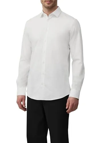 s.Oliver BLACK LABEL Langarmhemd weiß 40 - Elegantes Langarmhemd für Herren, aus 97 % Baumwolle für hohen Tragekomfort, ideal für Business- und Abendanlässe.