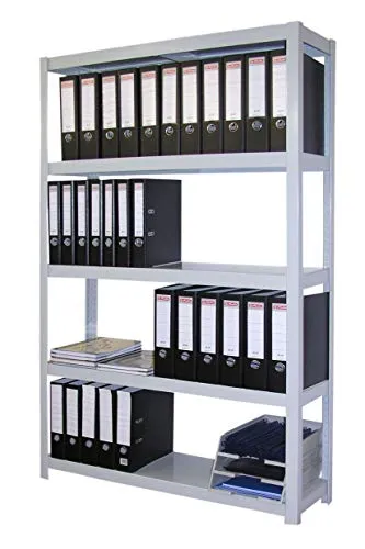 SZAGATO Archivregal 200x100x30 cm - Lagerregal für bis zu 78 Ordner, mit 5 robusten Metallböden und einer Belastbarkeit von 150 KG pro Boden. Ideal für Büro und Wohnräume, schlag- und kratzfest, montagefreundlich ohne Werkzeug.