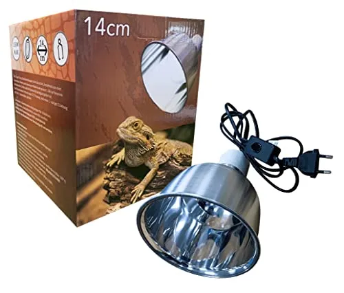 TropicShop - Terrariumlampe für Fassung E27 Porzellan für UV Beleuchtung Lampenschutz - universelle Wärmelampe für Reptilien Lampenschirm Ø 14cm - bis 150W