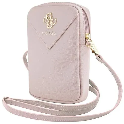 CG MOBILE Guess Tasche GUWBZPGSTEGP Rosa Zip Triangle 4G - Handy-Umhängetaschen aus Öko-Leder, stylisches Design mit einem großen Fach für maximale Funktionalität.