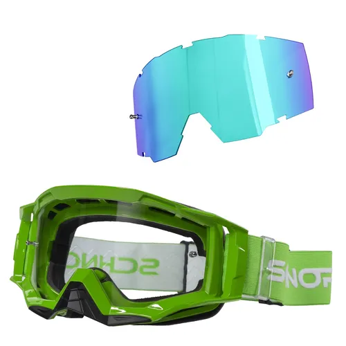 SCHNORR MX Neo Sportbrille - Motocross Brille mit Anti-Fog & Wechselglas Blau - Die SCHNORR MX Neo Sportbrille überzeugt mit flexiblem TPU-Rahmen und kratzfestem Glas. Ideal für Offroad-Einsätze, mit Anti-Fog-Beschichtung und Tear-Off-Kompatibilität für klare Sicht.