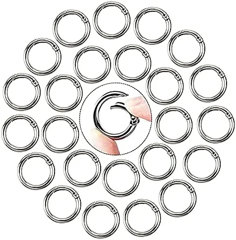 30Pcs Rund Karabinerhaken,28cm Metall Rund Karabiner Schnapp Frühling Snap Clips Runde Frühling O-Ring Karabinerhaken Schlüsselringe für Schlüssel Organisation