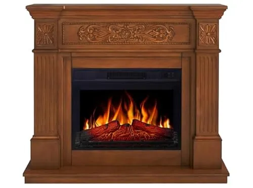 ArtiFlame Elektrokamin Toscana AF23S, Elektrischer Standkamin mit Heizung 1800 W, realistischer 3D-Flammeneffekt, LED-Beleuchtung, Fernbedienung, Timer, Thermostat, Knistereffekt, MDF (Eiche)