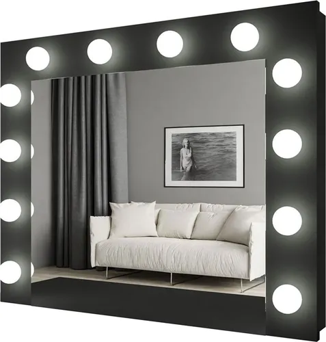 Spiegel mit Beleuchtung ESCADO Schwarz / Schwarz matt in weiß von Lukmebel