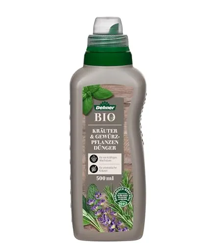 Dehner Bio Kräuter- und Gewürzpflanzendünger, hochwertiger Flüssigdünger, Dünger für Kräuter / Gewürze, organischer NK-Dünger, ökologisch wertvoll, 500 ml, für ca. 75 l, bunt