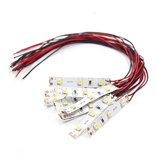 Evemodel Zubehör für Modelleisenbahnanlagen 10 Stk. 3-LED Hausbeleuchtung 5cm warmweiss mit Kabel 20cm 12-18 V DD01WM-10N-EU