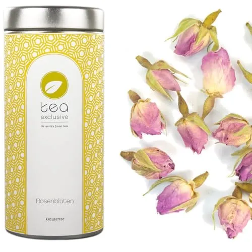 tea exclusive | BIO Rosenblüten Tee | Trinkbare & essbare Blüten Rosen Knospen | loser Tee (Biotee, kbA) | auch als Deko - Dose 50g