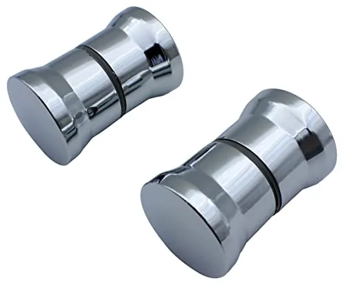 KEABATH Duschtürknauf, 2 Paar, rund, Chrom, Glastürgriff, Ziehgriff, Ersatzteile für Duschkabine, Duschtrennwand
