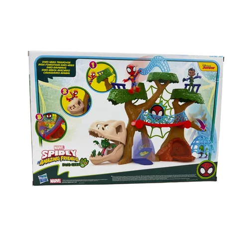 Marvel Spidey und Seine Super-Freunde - Dino-Baumhaus Superhelden-Spielset, mit Spidey Figur und Netzkäfig für fantasievolles Spiel ab 3 Jahren