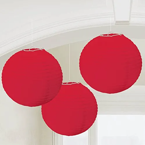 Red Round Paper Lanterns 20cm /3