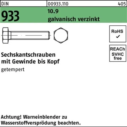 200er PACK(Stk) 000933101000080035 Sechskantschraube DIN 933 VG M 8 x 35 10.9 g