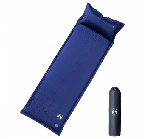vidaXL Selbstaufblasende Isomatte mit Kissen - Marineblau - Isomatten: Bequeme und langlebige selbstaufblasende Matte mit Memory-Schaum und integriertem Kissen für optimalen Komfort beim Camping und Reisen.