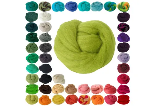 maDDma 25g Filzwolle / Märchenwolle, Nass- u. Trockenfilzen, Farbwahl Bastelgarn, grasgrün