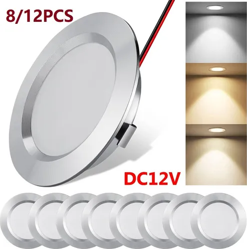 8er LED Einbaustrahler 3W 12V, Einbauleuchten led Deckenspot, Kaltweiß LED Einbauspots, Deckenstrahler 245lm, Ø13 mm Lochbohrung Deckeneinbaustrahler