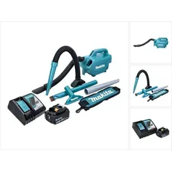 Makita DCL 184 RM1 Akku Staubsauger 18 V - Bodenstaubsauger für Fahrzeugreinigung, extrem leise und mit 3 Saugstufen, inklusive 4,0 Ah Akku und Ladegerät für flexible Nutzung.