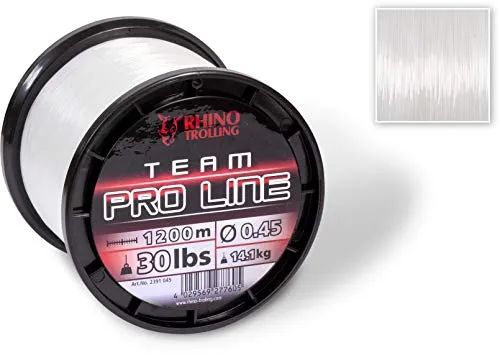 Rhino Premium Team Pro Line monofile Angelschnur Trolling Meeres Angeln, klar, 0,45 mm