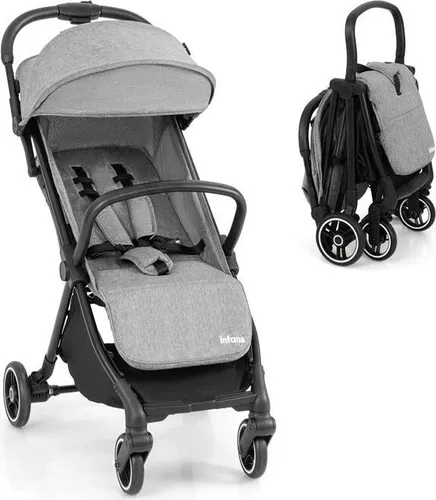 COSTWAY Kinderwagen, Reisebuggy mit Liegefunktion, Kinderbuggy mit Rückenlehne, Verdeck & Fußstütze, Babywagen mit Sicherheitsgurt bis 15 kg, Grau