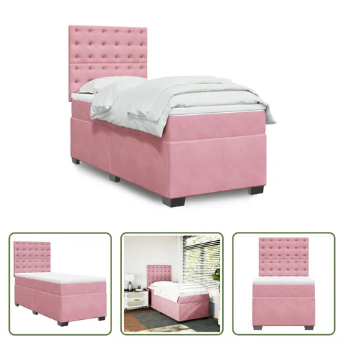 The Living Store Boxspringbett mit Matratze Rosa 80x200 cm Samt
