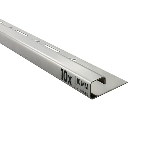 10x Quadrat-Profil Edelstahlschiene – Fliesenschiene aus V2A Edelstahl, L250cm - Teppichbeläge – Hochwertige, langlebige Edelstahlschiene für Kantenschutz und Dekoration, extrem pflegeleicht und ideal für alle Wohn- und Arbeitsbereiche.