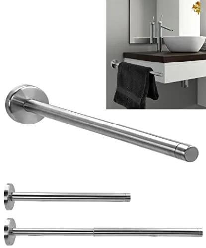 Stephans Möbelbörse Handtuchstange Edelstahl ausziehbar Handtuchständer Handtuch Halterung Badetuchhalter Ständer Halter Badezimmer Küche Wandmontag, Silber, L x B x H ca. : 30,5-49cm x 5,8cm x 5,8cm