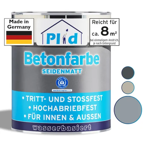 Betonfarbe 0,75L Silbergrau - Hochdeckend und schnelltrocknend - Innen- & Außenfarbe für Beton, Zement und Holz. Deckt mit einer Schicht, ist UV-beständig und schmutzabweisend. Ideal für schnelle Renovierungen!