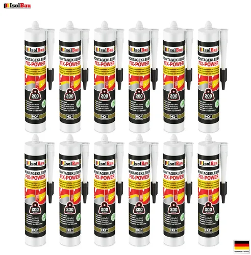 Montagekleber FIX-POWER Baukleber 12 x 300ml Styroporkleber weiß 200kg / 10cm