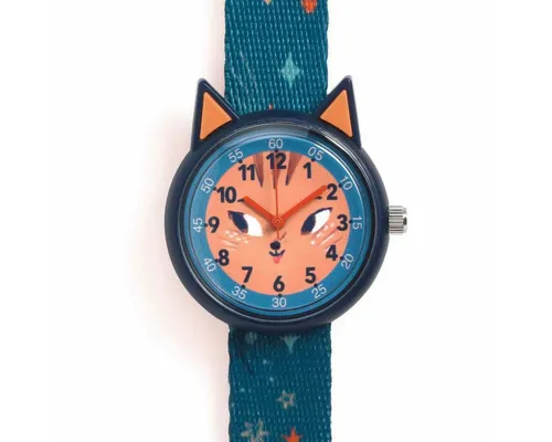 DJECO Quarzuhr Elegante Quarzuhr mit schönem Motiven zum Uhr-Lesen-Lernen