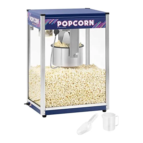Royal Catering XXL-Popcornmaschine 2350 W - Popcornmaschine für hohe Produktionskapazität von 8 kg/h, mit beleuchtetem Innenraum und Wärmefunktion für stets frisches Popcorn. Ideal für Gastronomie und Events.