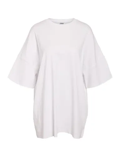 Noisy may Damen T-Shirt mit Rundhals und kurzen Ärmeln - Freizeitkleider für Damen, klassisches Design in Weiß, ideal für vielseitige Outfits und hohen Tragekomfort dank bequemen Schnitt.