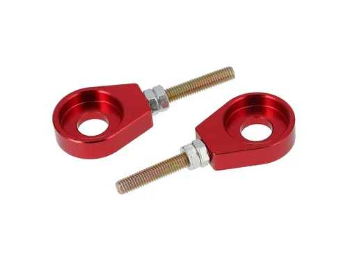 Set: 2x Kettenspanner für Schwinge, Aluminium Rot eloxiert - Simson S51, S50, SR