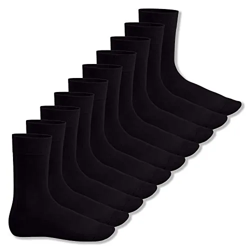 Footstar EVERYDAY! 10 Paar Unisex Socken - Schwarz 47-50 - Klassisches 10er Set an Baumwollsocken für Damen und Herren. Bequemer Tragekomfort, elastischer Bund und pflegeleicht. Ideal für jeden Anlass und in verschiedenen Farben erhältlich.