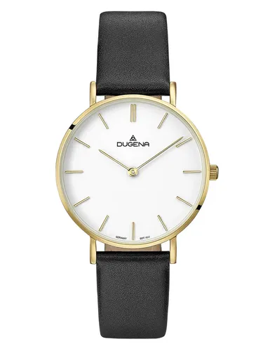 Dugena Damenuhr mit Lederband Edelstahl Flach 4460746