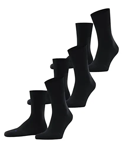 FALKE Unisex Socken Run Multipack - 3 Paar Baumwollsocken in Schwarz (39-41) - Hochwertige Herrensocken aus Baumwolle, mit Sohlenpolsterung für extra Komfort und langlebiger Qualität. Ideal für Sport und Alltag, perfekt kombinierbar mit Sneakern.