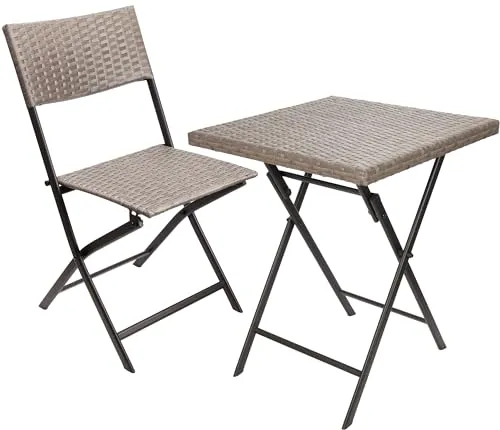 BRUBAKER Balkonset Toskana - Wetterfestes klappbares Bistroset für Balkon und Terrasse - Bistrosets für die Terrasse, platzsparend und wetterfest mit elegantem Design, ideal für kleine Balkone und gemütliche Stunden im Freien.