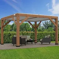 Westmann Zedernholz-Pavillon Karl mit Lamellendach - Elegante Gartenlaube aus 100% FSC-zertifiziertem Zedernholz mit praktischem Lamellendach für optimale Lichtregulierung und Schutz vor Nässe.
