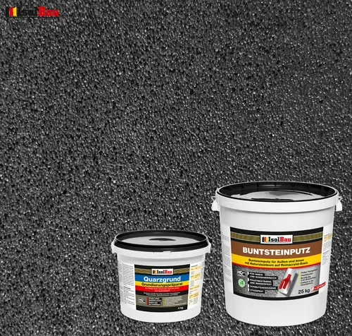 Buntsteinputz SET Mosaikputz BP 100 (anthrazit) 25 kg + Quarzgrund 4 kg