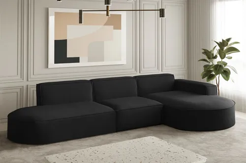 Ecksofa Designersofa PALMA in Stoff Opera Velvet Schwarz in schwarz von Fun Möbel