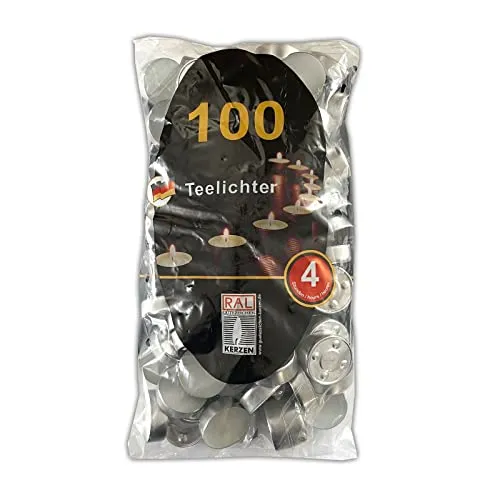 Stück Teelichter 4 Stunden Brenndauer Kerze Windlicht weiß Teelicht Paraffin ohne Duft 100