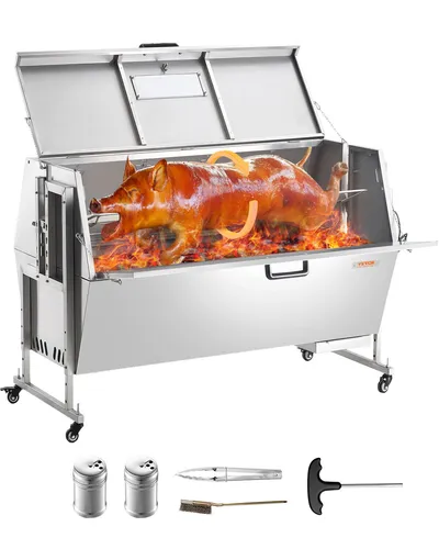 VEVOR Spanferkelgrill Edelstahl 130kg - Grills: Multifunktionaler Spanferkelgrill aus hochwertigem Edelstahl mit 60W Motor, ideal für bis zu 130kg Fleisch. Perfekt für Grillpartys und Festlichkeiten!