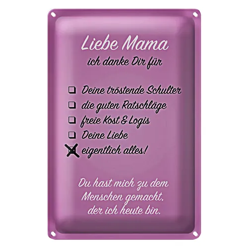 Blechschild Spruch 40x30cm Liebe Mama ich danke