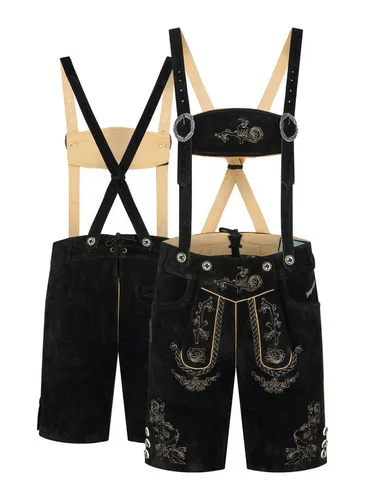 Steigenhöfer Manufaktur Trachtenlederhose Lederhose Herren Tracht kurz - Ludwig - 100% Rindsleder - Kurze Hose (Inklusive verstellbaren Trägern) Traditionelle Echtlederhose - Ideal für Dein Oktoberfest Herren Outfit