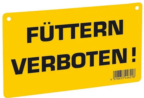 Warnschild Füttern verboten! 200x120mm aus robustem Kunststoff
