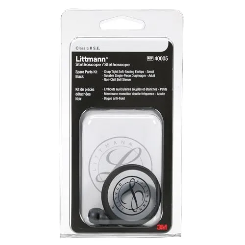 3M Littmann Stethoskop Ersatzteil-Set Classic II S.E. 40005, schwarz - Stethoskop Zubehör für höchste Qualität und Haltbarkeit, ideal zur Verlängerung der Lebensdauer Ihres Littmann Stethoskops.