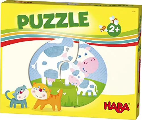 HABA 303762 - HABA-Lieblingsspiele – Puzzles Bauernhof , 6 Puzzles mit je 2 Teilen aus stabiler Pappe , Kinderpuzzle mit bunten Bauernhofmotiven , Spielzeug ab 2 Jahren