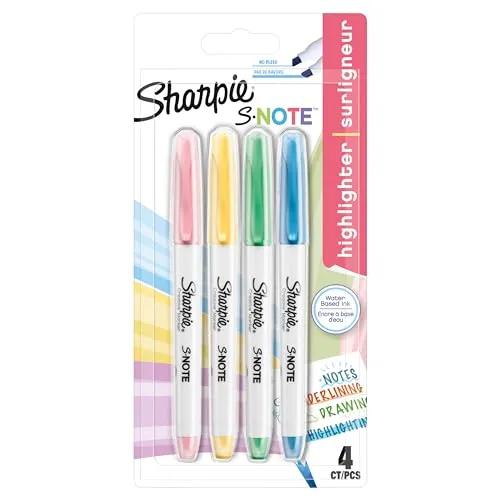 SHARPIE S-Note Textmarker - Kreative 2-in-1 Markerstifte in Pastellfarben, ideal zum Schreiben, Malen und Markieren mit Keilspitze